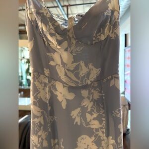 REFORMATION LINEN Floral Blue and White Dress